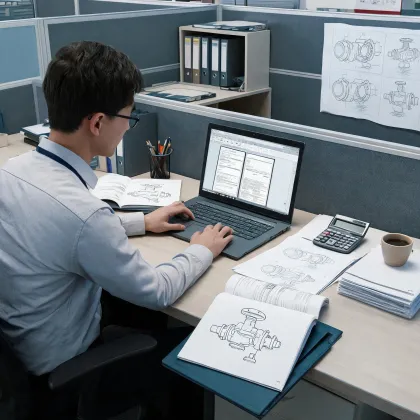 Documentation specialist preparing datasheets