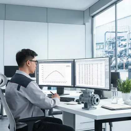Application engineer reviewing pump curve