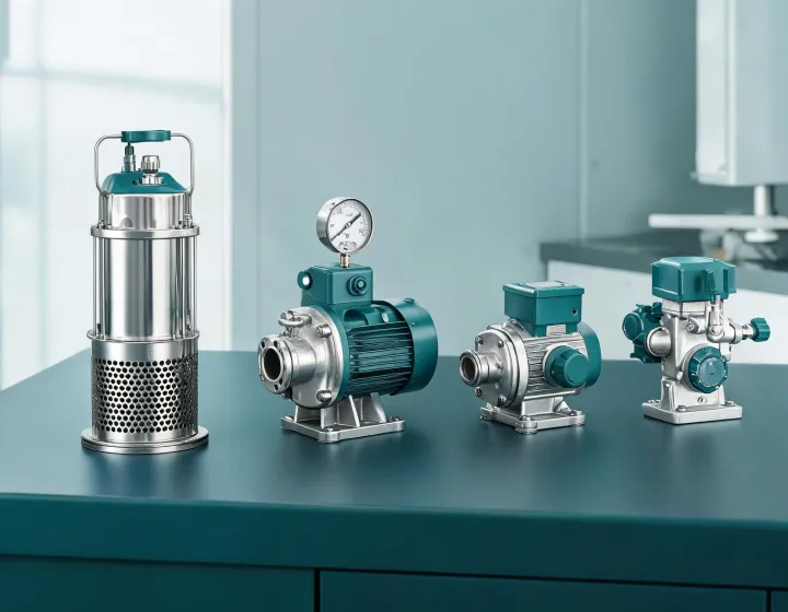 Pump product lineup on technical bench